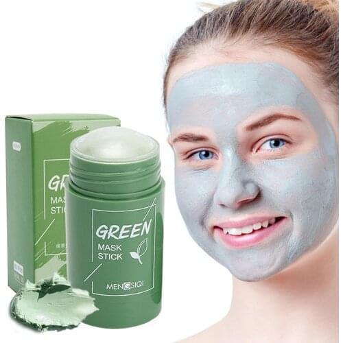 Green Tea Cleansing Mask Stick Solid Mask Oil Control Anti-Acne Blackhead Remover Eggplant Solid Cleaning Mask Skin Care Tools