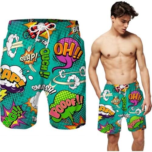 50% Hot Sales Men Digital Print Drawstring Beach Shorts Swim Trunks Outdoor Sport Casual Pants