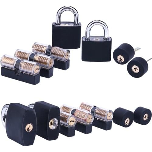New high quality hot products transparent lock 7 piece set + black silicone sleeve, practice lock, transparent practice lock