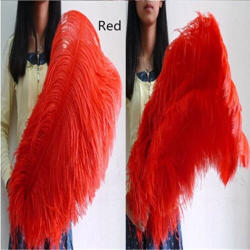 Wholasale Elegant Red Ostrich Feathers for Crafts 15-70cm Wedding Party Supplies Carnival Dancer Decoration Plumages