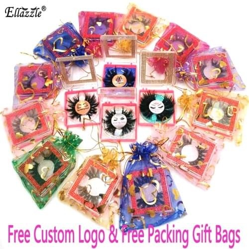 Ellazzle Lashes 25mm Lashes Mink Wholesale Eyelash Bulk Square Lashes Case Free Custom Label Logo Free Fast Shipping