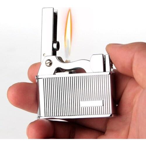 Retro Kerosene Flint Lighter Metal Grinding Wheel Single Flame Lighters Cigarette Cigar Accessories Mens Smoking Gadget Gift