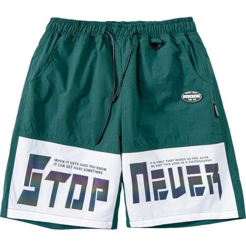 Hip Hop Cargo Joggers Shorts 3M Reflective Color Block Patchwork Short 2021 Summer Pants Streetwear Fashion Casual Baggy Trouser