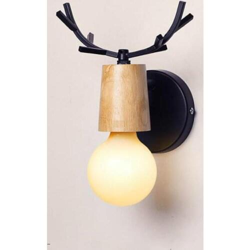 Single Head Modern Wall Lamp Simple Iron Wood Bedside Creative Living Room E27 Wall Lights Customize wholesale Indoor Lighting