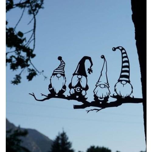 Steel Branch Gnomes Decoration Cute Hollowed Out Steel Garden Gnomes Statue Steel Silhouette for Home Decor WWO66