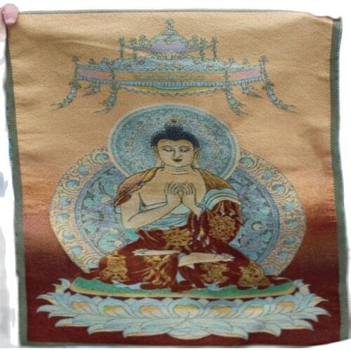 Tibet Silk Satin Shakyamuni Amitabha Buddha Sakyamuni Thangka Painting Mural