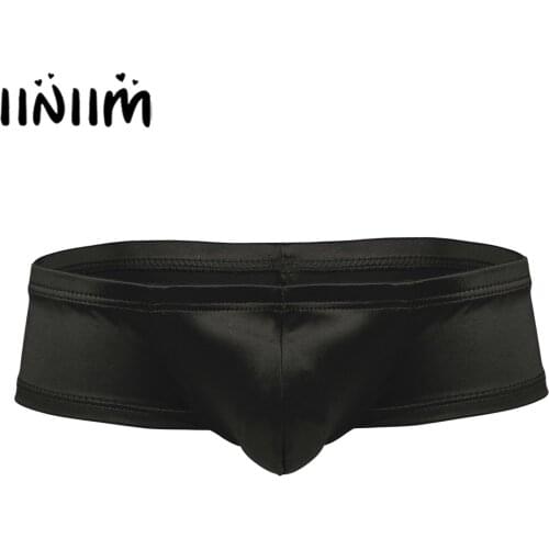 Iiniim Sexy Men Wetlook Bulge Pouch Low Rise Bikini Boxer Shorts Underwear Underpants Gay Male Jockstraps Lingerie Panties