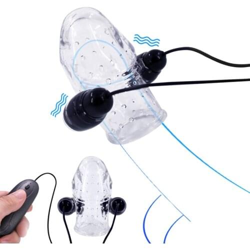 Adult Sex Toys For Men Penis Head Vibrator Glans Trainer Delay Ejaculation Cock Massager Dual Bullet Vibrators Male Masturbator