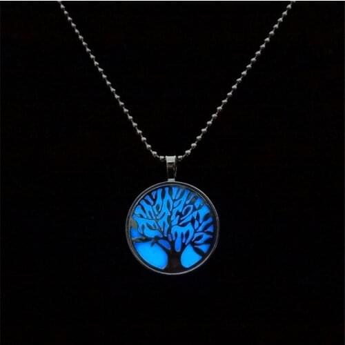 Round Tree Of Life Pendant Luminous Necklace Rose Gold Bijoux Collier Elegant Women Men Jewelry Gifts Dropshipping