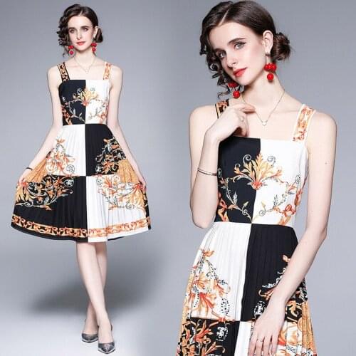 Square Collar Dress Women Sleeveless Dresses Summer Clothes Floral Print Elegant vestido de mujer A line vestidos de verano Sexy