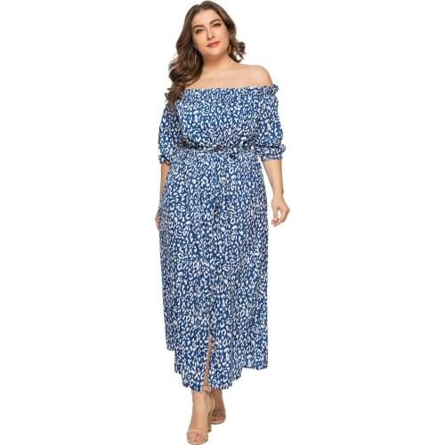 Plus Size Dresses For Women 4xl 5xl 6xl Off Shoulder Dress midi ruffle Leopard Print 2021 Long Elegant sexy Party Beach Bandage