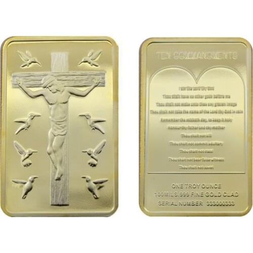 Christ Jesus Gold Bar Jesus&Angel 1 OZ Gold Replica 999 Gold Clad Bullion Bar Christian Commemorative Coin Souvenir Gift