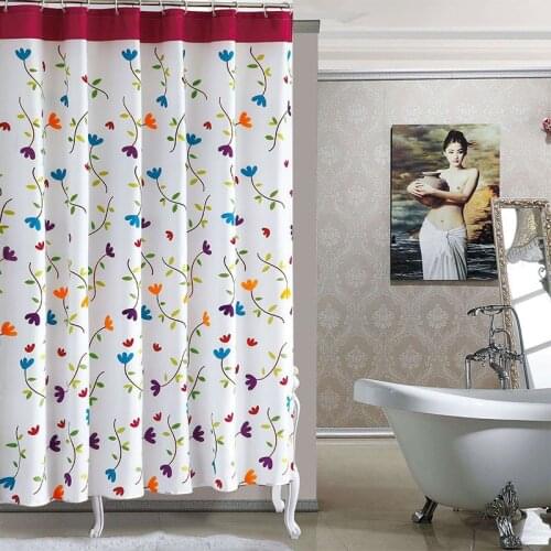 1PC Thickened Fresh Shower Curtain Waterproof and Mildew Proof Shower Curtain with 12 Hooks