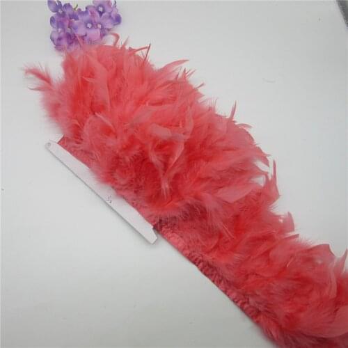 20 Meter watermelon red fluffy Beautiful Turkey feathers ribbon fringe 10-15cm turkey feather trimming for carnival Diy