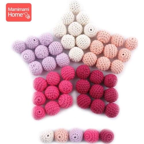 Mamihome 5pcs 20mm Wooden Crochet Beads Baby Teether DIY Nursing Necklace Gift Wooden Blank Knitting Beads ChildrenS Goods Toy