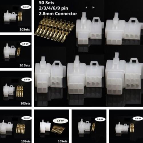50Sets Car Moto Electrical 2.8mm 2 3 4 6 9 Pin Wire Cable Cnector Terminal Handy