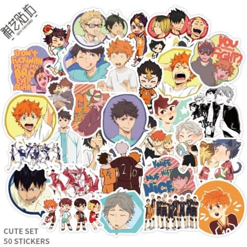 50PCS Anime Haikyuu Stickers PVC Car Sticker Cute Waterproof Graffiti Stickers For Laptop Phone Cup Suitcase Scrapbooking