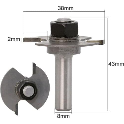 8mm Shank T-Slot T-Track Router Bit Wood Rabbet Milling Cutter Cutting Depth 2mm