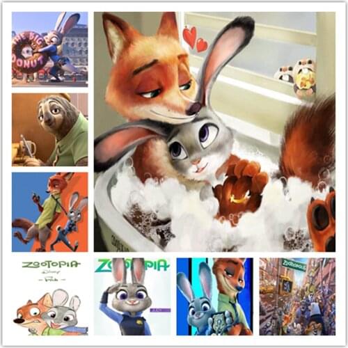Disney Diamond Painting Full Square Round Drill 5D DIY Cartoon Zootopia Diamond Embroidery Cross Stitch Kits Mosaic Home Decor