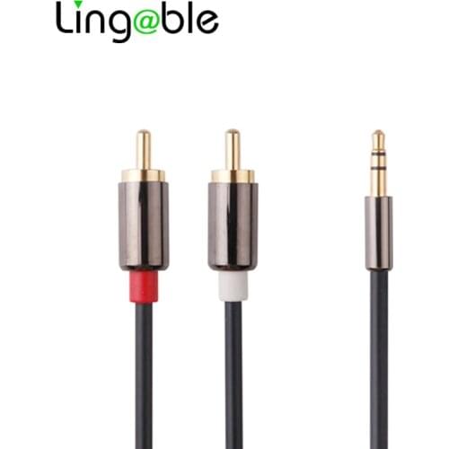 Lingable RCA Jack Audio Cable 3.5mm Male to 2RCA Male AUX Converter Cables 1m 2m for Edifer Home Theater DVD Headphone