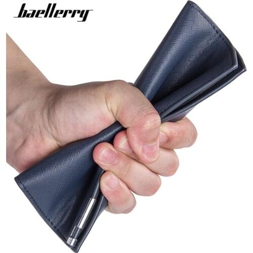 Baellerry Soft Leather Thin Men Long Wallets Casual Wallet Male Credit Card Holder Bag Photo Purse Male Bifold Bags Cartera