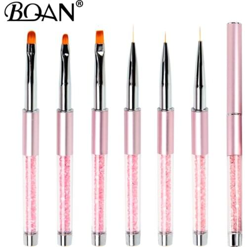 BQAN Nail Art Metal Acrylic Liquid Powder Carving UV Gel Extension Builder French Flower Stripe Painting Drawing Liner Brush