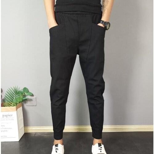 Summer Mens Pencil Pants Ankle-length Black Skinny Trousers Low Waist Boys Pant S111