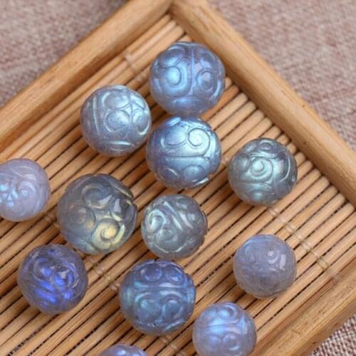 ONE PIECE LOOSE BEADS Labradorite round carved 8/10/12MM for DIY jewelry making FPPJ wholesale beads