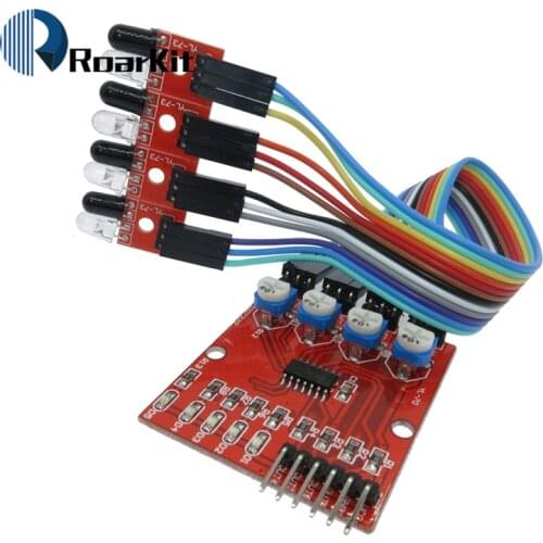 Four-way infrared tracing / 4 channel tracking module / transmission line / obstacle avoidance / car / robot sensors