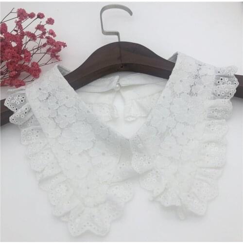 Floral Lace Embroidery Fake Collar for Women Doll Detachable Shirt Collar False Blouse Collar Neckwear Clothing Accessories