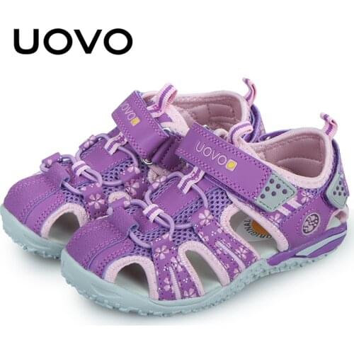 Kids Sandals for Girls uovo Summer Children Closed-toe Shoes Girls Casual Sandals 3 Color