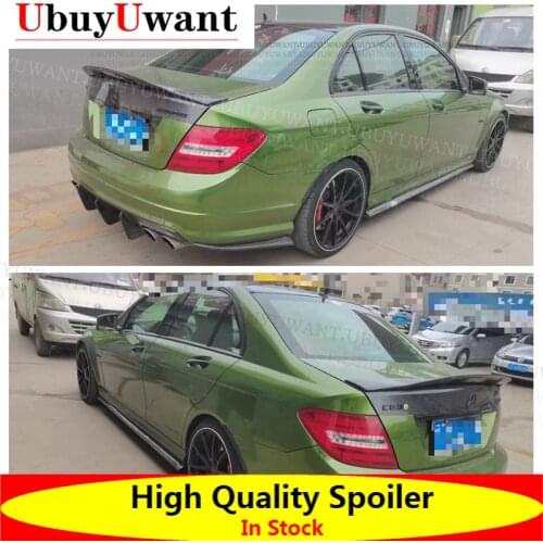 " For Mercedes Benz W204 2-Doors/4-Doors Real Carbon Fiber Rear Wing Trunk Lip Spoiler 2008-2014 C-class C180 C200 "