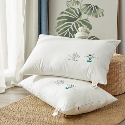 Home Textile Natural Goose Down Pillow 100% Cotton Cervical Pillow White Fabric Pillowcase for Sleeping