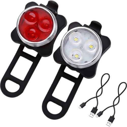 4 Modes USB Rechargeable Cycling Bicycle Light 3 LED Head Front Tail Clip Light Lamp Outdoor Cycling Bike Accessorie Bike Light
