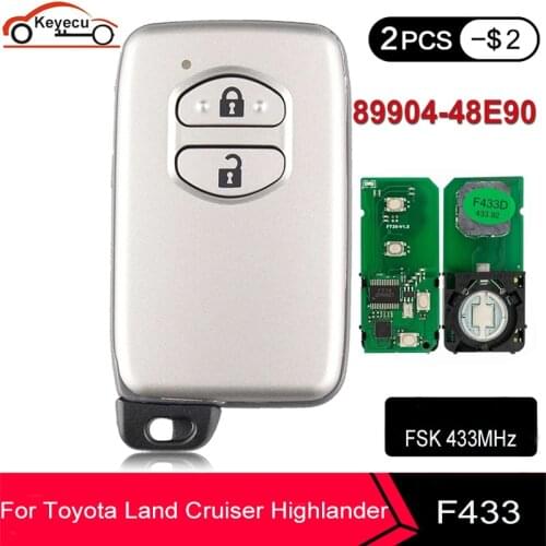 KEYECU 2 Buttons 433MHz FSK F433 Board ID74-WD04 Smart Remote Key For Toyota Highlander 8 Land Cruiser 200 MDL B77EA 89904-48E90