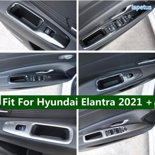 Car Window Lift Switch Button Cover Trims Door Armrest Decorative Panel Frame Interior Accessories Fit For Hyundai Elantra 2021