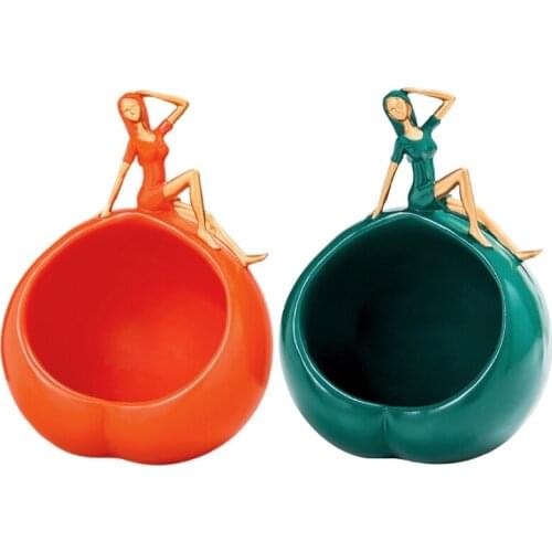 Creative Modern Lady Key Storage Bowl Resin Candy Dish Art Snack Jewelry Holder