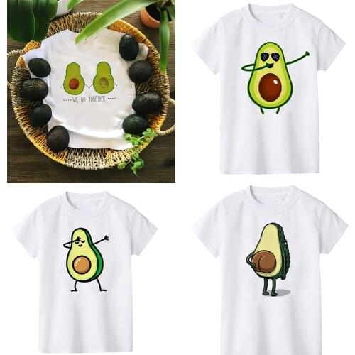 Cute Cartoon Avocado Print Kids T Shirt White Summer Short Sleeve Baby Boys Girls T Shirts Casual Soft 1-12 Years Kids T Shirt