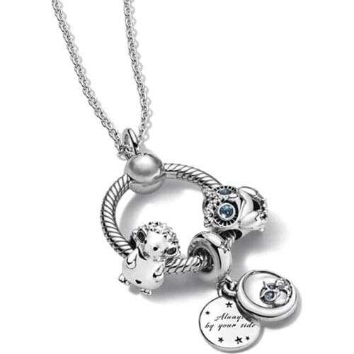 New Cartoon Anime minnie Charms Beaded Snake Chain Pendant Necklace Charm Necklaces For Fine Charms Women Jewelry Gift