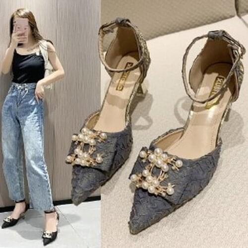 2021 New Fashion Hight Heels Woman Shoe Pointed Toe Platform Hollow Sexy Shoes Lace-Up Slip-On Shoes Women Spring Fashion Heels