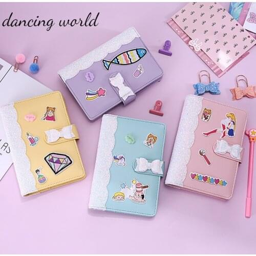 A5 A6 Macaron Color 6 Ring Binder PU Clip-on Notebook Leather Loose Leaf Notebook Cover Notebooks Journal Kawaii Stationery