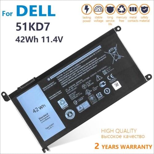 Genuine 51KD7 Laptop Battery for Dell Chromebook 11 3180 3189 P26T FY8XM Y07HK 11.4V 42WH original batteria
