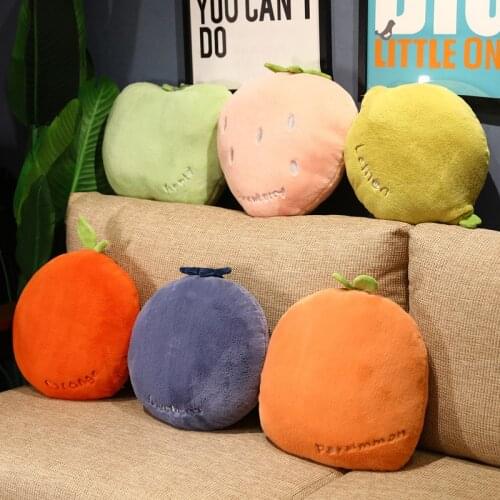 Fruit Pillow Strawberry Apple Orange Blueberry Lemon Persimmon Plushies Soft Stuffed Cushions Kawaii Body Pillows for Sofa Bed