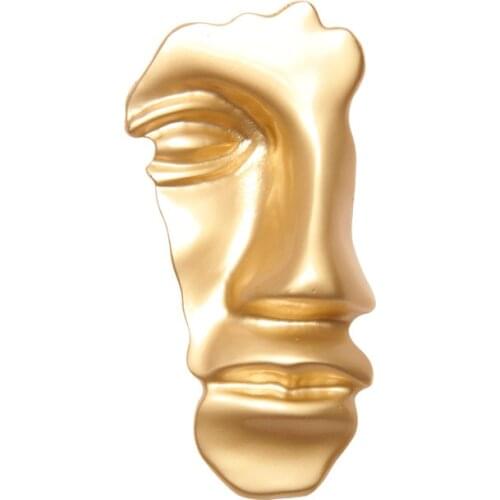 Half Human Face Portrait Necklace Exaggeration Abstract Metal Clothing Necklace Accessories For Women Party Jewelry Gift