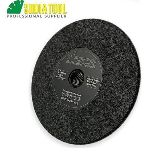 SHDIATOOL 1pc 4" Vacuum Brazed diamond flat grinding wheel M14 #30 105mm Shaping wheel