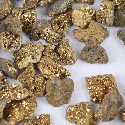Sporadic 1PC Natural Agate Crystal Clusters Fragments Electroplating Gold DIY Bare Stone Mineral Materials Jewelry Accessories
