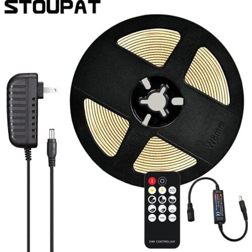 COB LED Lights Strip for Bedroom RF14 Keys Dimmable Full Set High Density Room FOB Led Tape Light Warm Nature Cool White DC12V