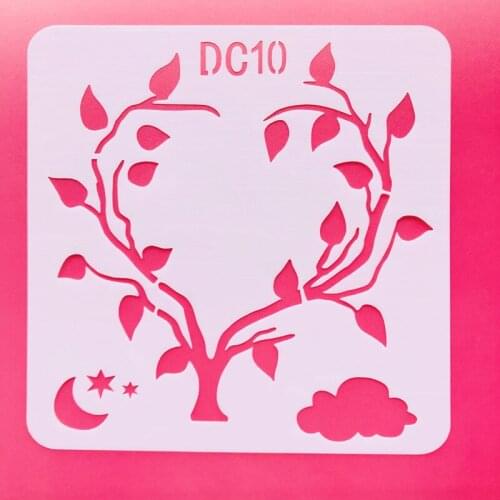 13x13cm Heart Shaped Tree Stencils for Cake Wedding Invitation DIY Lovers Gift Painting Supplies Wholesale Dropshipping DC10