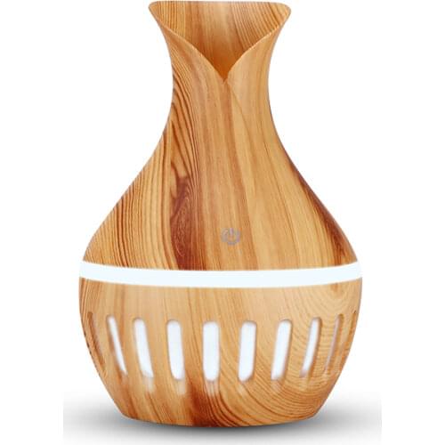 USB Electric Air Humidifier Mini Wood Grain Aroma Diffuser Essential Oil Aromatherapy Cool Mist Maker with LED Use for Home