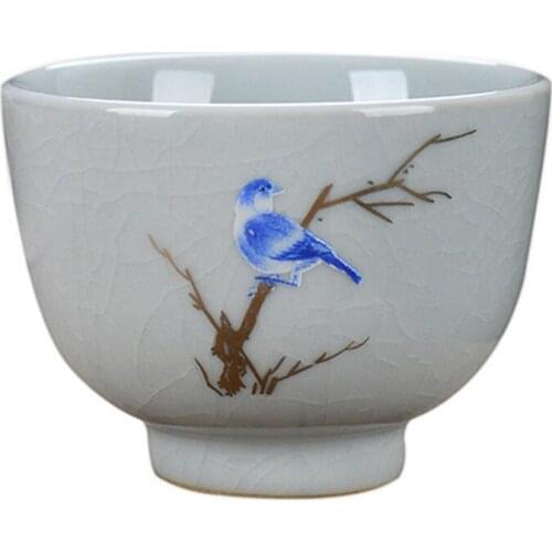 Vintage Crackel Tea Cup 90ml Japanese Style Retro Tea Master Cup Small Plum blossom 70ml Bowl Porcelain Small Tea Single Mug